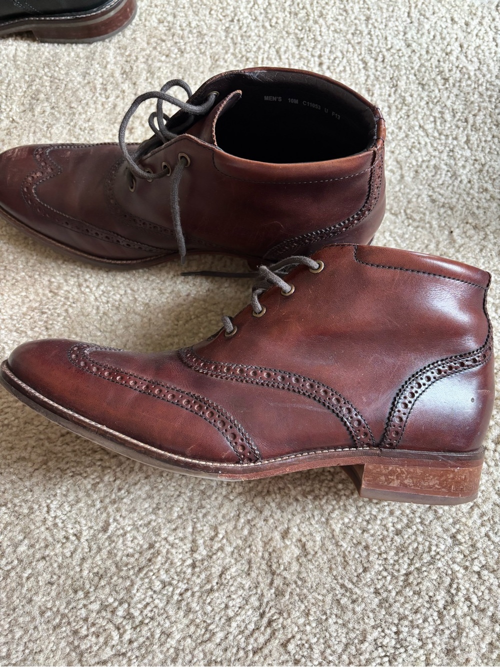 Cole Haan Brown Leather Brogue Chukka Boots